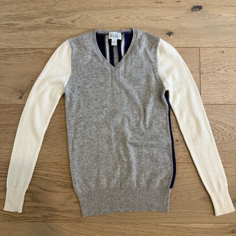 Autumn Cashmere Girls Wool/ Cashmere V-Neck Sweater